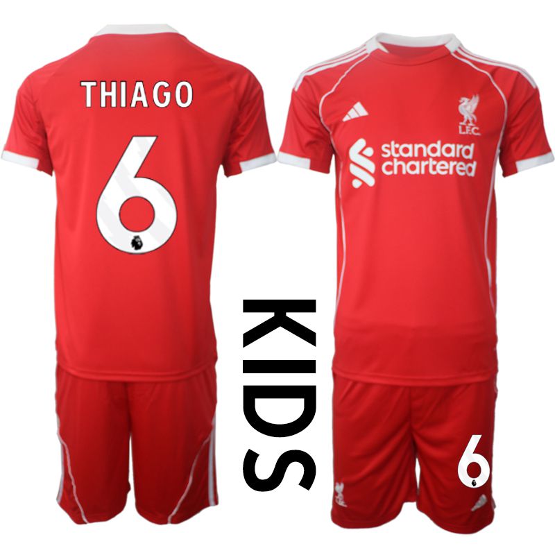Youth 2025-2026 Season Club Liverpool home red #6 Soccer Jersey